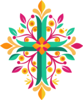 Colorful Christian Cross Clipart, Inspiring Faith Through Vivid Imagery. AI-generated. png