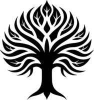 Mythical Black Yggdrasil Tree Stencil, Ancient Norse Symbol of Cosmic Connection. AI-generated. png