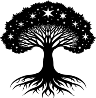 Mythical Black Yggdrasil Tree Stencil, Ancient Norse Symbol of Cosmic Connection. AI-generated. png