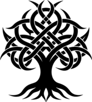 Mythical Black Yggdrasil Tree Stencil, Ancient Norse Symbol of Cosmic Connection. AI-generated. png