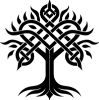 Mythical Black Yggdrasil Tree Stencil, Ancient Norse Symbol of Cosmic Connection. AI-generated. png