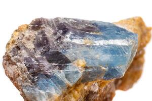 Macro mineral stone Corundum in rock a white background photo