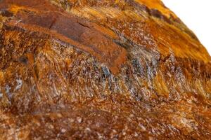 Macro mineral stone Tiger's eye in the breed on a white background photo