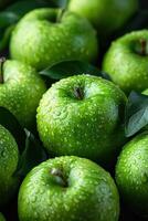Green Apples With Water Droplets photo