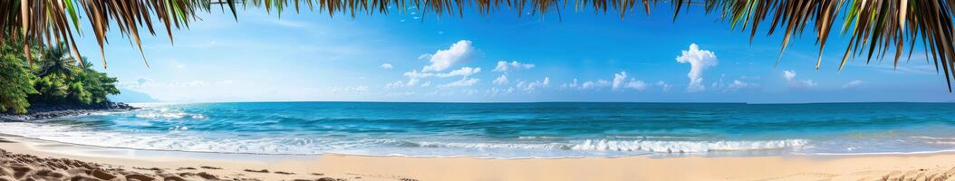 Tropical Beach Under Bamboo Umbrella photo