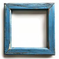 Blue Wooden Frame Isolated photo