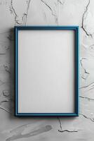 Blue Frame on Gray Wall photo