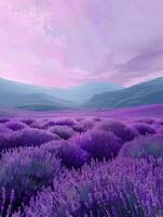 Lavender Field Under Purple Sky photo