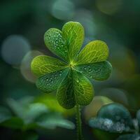 Green Shamrock With Dewdrops photo