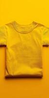 Folded Yellow T-Shirt on a Yellow Background photo