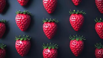 Strawberry Pattern on Black Background photo