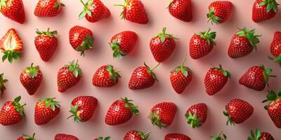 Strawberry Pattern on Pink Background photo