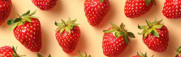 Red Strawberry Pattern on Peach Background photo