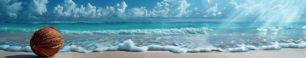 Coconut on a Tropical Beach photo