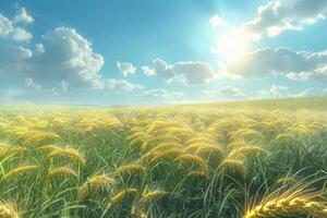 Golden Wheat Field Under a Sunny Summer Sky photo
