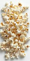 Freshly Popped Sweet Popcorn On White Background photo