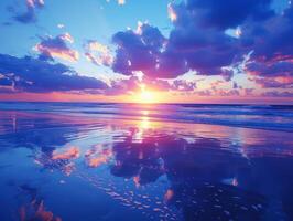 Sunset Reflection on a Calm Beach photo