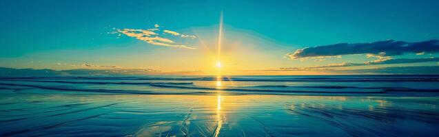 Sunset Reflection on Ocean Beach photo