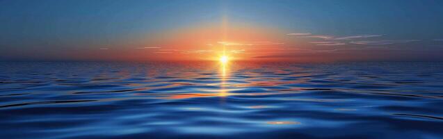 Tranquil Sunset Reflections on Calm Ocean Waters photo