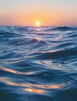 Ocean Waves Reflecting Sunset Sky photo