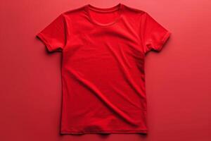 Red T-Shirt Laid Flat on Red Background photo