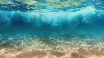 Underwater View of a Sandy Beach Shoreline photo