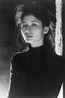 Portrait of an Asian Woman in Black and White photo