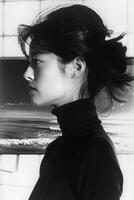 Asian Woman With Hair in a Bun photo