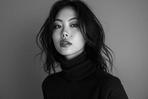 Portrait Of A Woman In Turtle Neck Sweater photo