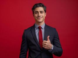 Businessman in Suit Giving Thumbs Up photo