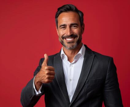 empresario en traje dando pulgares arriba foto