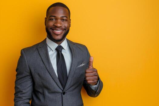 empresario en traje dando pulgares arriba foto