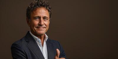 Businessman in Suit Giving Thumbs Up photo