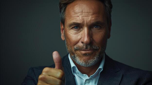 empresario en traje dando pulgares arriba foto