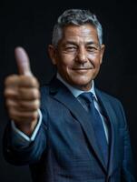 Businessman in Suit Giving Thumbs Up photo