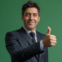 Businessman in Suit Giving Thumbs Up photo