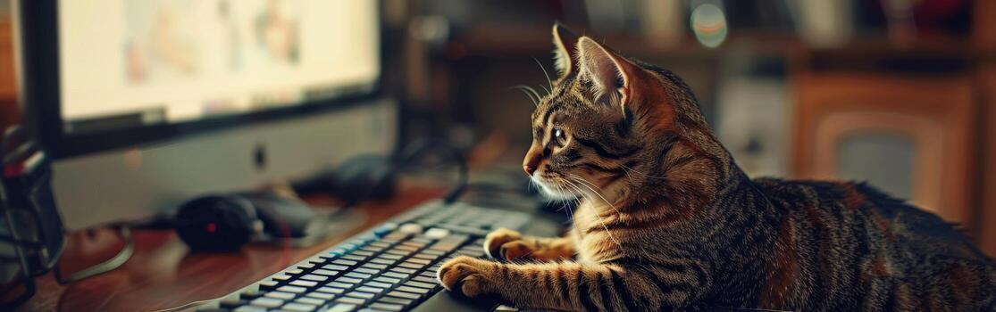 gato utilizando un computadora foto