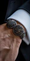 Man Wearing a Diamond Bracelet photo