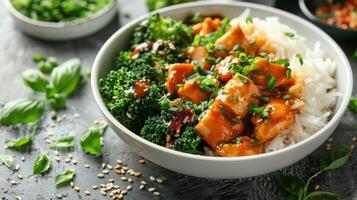 Korean Chicken With Broccoli and Rice photo