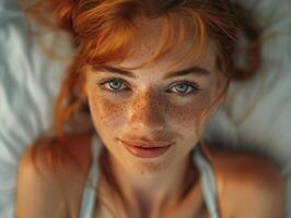 Close-Up Portrait of a Woman With Freckles photo