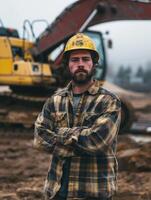 Construction Worker Posing at Site photo