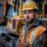 Construction Worker Posing at Site photo