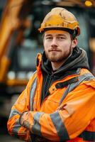 Construction Worker Posing at Site photo