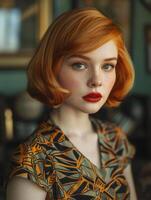 Close Up of Doll With Red Hair photo