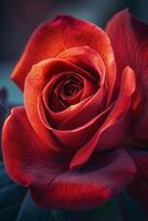 Close Up of a Red Rose Flower photo
