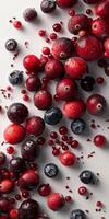 Cranberries and Blueberries on a White Surface photo