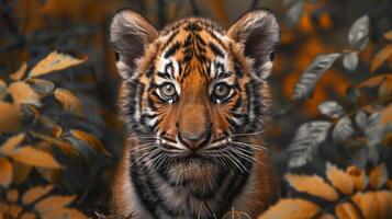 Close Up of a Small Tiger Cub photo
