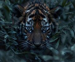 Close Up of Tiger in Grass photo