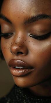 Close Up of a Womans Face With Freckles photo