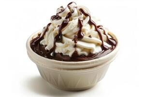 White Bowl Filled With Chocolate and Whipped Cream photo